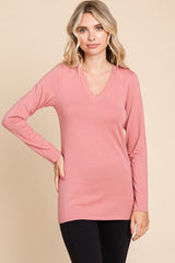 Pink Fitted Long Sleeve Maternity Top