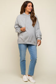 Heather Grey Drawstring Maternity Hoodie