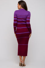 Plum Striped Mock Neck Maternity Sweater Dress