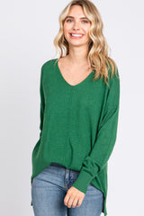 Green Long Sleeve Side Slit Maternity Sweater