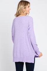 Lavender Long Sleeve Side Slit Sweater