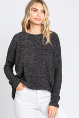 Black Heather Brushed Knit Maternity Top