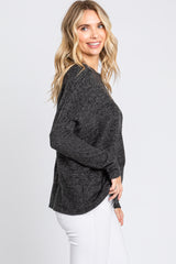 Black Heather Brushed Knit Top