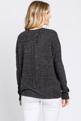 Black Heather Brushed Knit Top