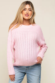 Light Pink  Cable Knit Maternity Sweater