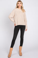 Cream Beige Cable Knit Sweater