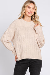 Cream Beige Cable Knit Sweater