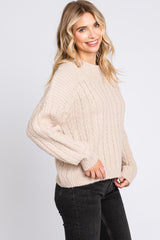 Cream Beige Cable Knit Sweater