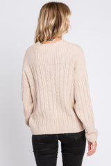 Cream Beige Cable Knit Sweater