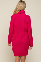 Fuchsia Turtleneck Maternity Sweater Dress