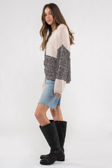 Black Multi Drop Shoulder Colorblock Knit Sweater