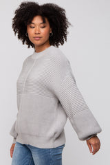 Heather Grey Ribbed Maternity Sweater