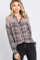 Lavender Mixed Plaid Maternity Top