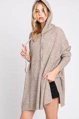 Mocha Knit Hooded Side Slit Maternity Sweater