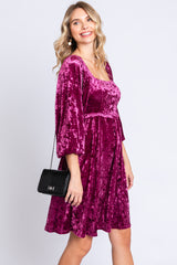 Magenta Velour Square Neck Dress