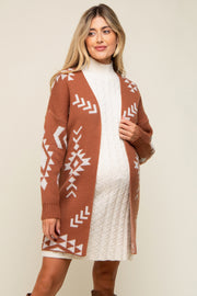 Rust Print Maternity Cardigan