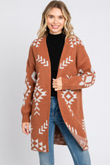 Rust Print Maternity Cardigan