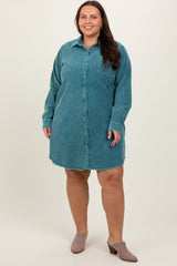 Jade Corduroy Button Down Collared Plus Maternity Dress