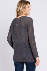 Charcoal Chenille Open Knit Sweater