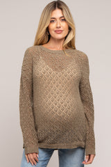 Olive Chenille Open Knit Maternity Sweater