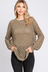 Olive Chenille Open Knit Sweater