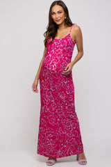 Magenta Floral Maternity Maxi Dress