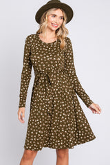 Olive Floral Soft Knit Long Sleeve Maternity Dress