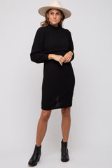 Black Rib Knit Mock Neck Mock Neck Nursing Dress