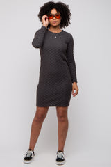 Black Soft Brushed Knit Long Sleeve Dress