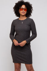 Black Soft Brushed Knit Long Sleeve Dress