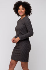 Black Soft Brushed Knit Long Sleeve Dress