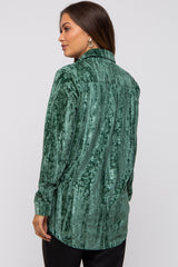 Green Embossed Floral Velvet Maternity Blouse