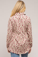 Cream Floral Corduroy Maternity Button Up Top