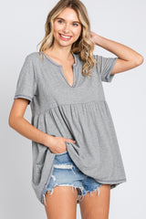 Grey V Neck Maternity Top