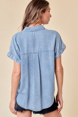 Denim Roll Up Sleeve Shirt