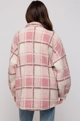 Pink Plaid Sherpa Maternity Jacket