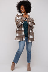 Brown Plaid Sherpa Jacket