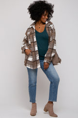 Brown Plaid Sherpa Jacket