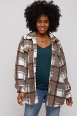 Brown Plaid Sherpa Jacket