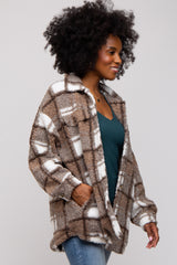 Brown Plaid Sherpa Jacket