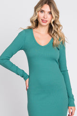 Jade Ribbed Long Sleeve Maxi Dress