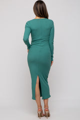 Jade Ribbed Long Sleeve Maternity Maxi Dress