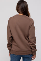 Brown Pullover Maternity Terry Crewneck