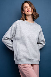 Heather Grey Pullover Terry Crewneck