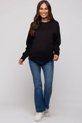 Black Pullover Maternity Terry Crewneck