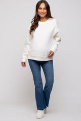 Ivory Pullover Maternity Terry Crewneck