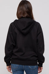 Black Front Zipper Hooded Maternity Sweater