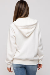 Ivory Front Zipper Hooded Maternity Sweater