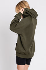 Olive Front Zipper Hooded Sweater