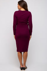 Burgundy Long Sleeve Maternity Nursing Dress